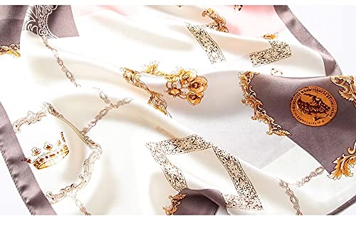 ANDANTINO 100% Silk Long Scarf-Women Large Oblong Shawls with Gift Packed - color: Chains-pink&gray