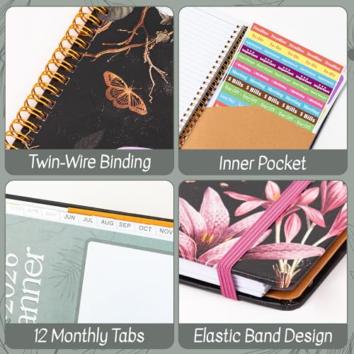 Xqumoi 2026 A4 Planner - A Fucking 2026 Weekly and Monthly Planner Dark Romance Writing Notebooks, Jan. 2026 - Dec. 2026, Hardcover Calendar with Tabs Stickers Back Pocket Twin-Wire Binding - color: Purple and Black 2026, size: A4