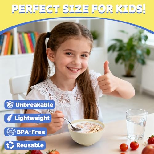 Wheat Straw Mini Bowls Set of 6, Unbreakable 10 OZ Dessert Bowls for Yogurt, Appetizers, Ice Cream, Plastic Bowls Microwave & Dishwasher Safe, Beige - color: Beige, size: 10 OZ