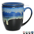 Bosmarlin Ceramic Tea Cup with Infuser and Lid, 16 Oz, 4 Color to Choose Dishwasher and Microwave Safe, Steeping Tea Mug with Strainer (Blue) - color: Blue