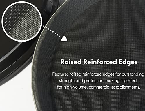 CURTA 2-Pack 16 Inch Round Non Slip Serving Tray, NSF Rubber Lined, Black - color: Black-round, size: 16 Inch