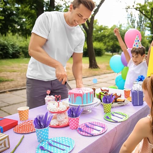 Kochorie 300 Pieces Purple Plastic Silverware, Disposable Plastic Utensils, Heavy Duty Cutlery Set Heavyweight Flatware Includes Spoons Forks Knives for Birthday Party Prom Night Wedding Dinner - color: Purple