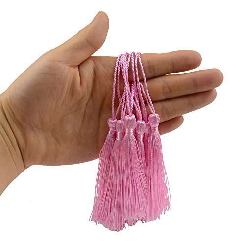 100Pcs 5 Inch Silky Bookmark Tassels for Jewelry, Souvenir(Pink) - color: Pink