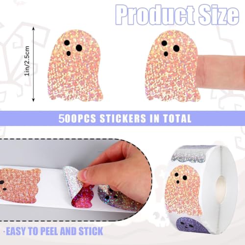 Glitter Ghost Roll Stickers Halloween Decorative Labels for Craft Party - style: Glitter Ghost