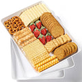 3 Pack, 16" x 11" Large White Serving Trays Set - Reusable Plastic Serving Platters for Cookie, Appetizer, Charcuterie, Snack, Dessert, Party Food Display - Stackable Kitchen CounterTop Tray, BPA Free - size: 3 Pack - 16" x 11"