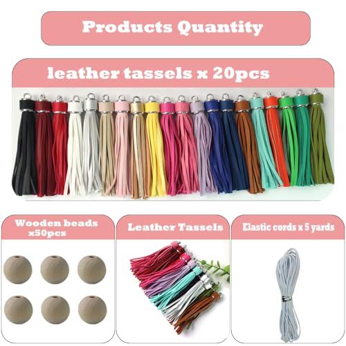4.3'' Assorted Leather Tassels 20Pcs with Silver Caps - color: Mixed