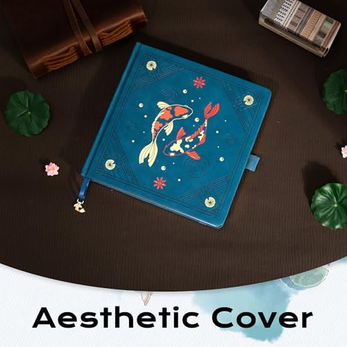 TIEFOSSI Dotted Square Journal Notebook 160 Pages for Women & Men(8 x 8) - color: Deep Blue, size: Square-Dotted