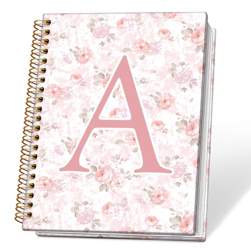 Pink Floral Personalized Initial Letter M Notebook Journal, Custom Gifts, Personalized Monogrammed Gifts for Women, Cute Custom Hardcover Spiral Notebook for School,5.5 x 8.3 - color: 00-coquette Floral(a)