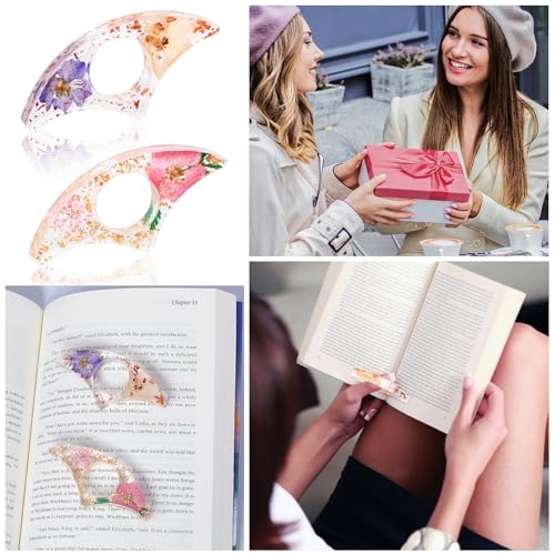 Book Page Holder, Kaluofan 2PCS Thumb Book Page Holder, Book Accessories for Reading Lovers, Handmade Dried Flower Book Opener Holder Thumb, Meaningful Gifts for Book Lovers Teachers Students - color: M, size: 2PCS