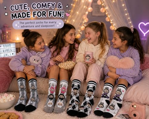 Cute Cartoon Kawaii Socks for Women – Aesthetic Funny Soft Novelty Gift - color: Moody Magic Crew