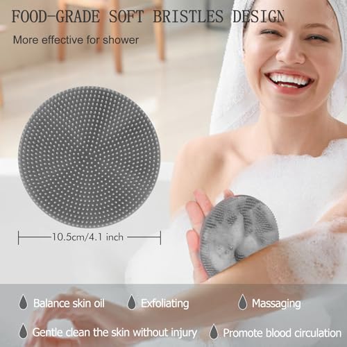 INNERNEED Food-Grade Soft Silicone Body Scrubber Shower Brush, Gray - color: Gray