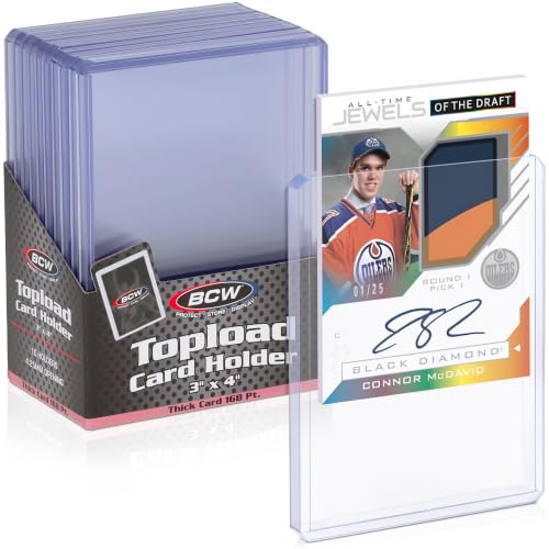 BCW 168 Pt Thick Card Topload Holders for Relic and Patch Cards, 10 Count - color: 168 Pt. / 4.25 Mm
