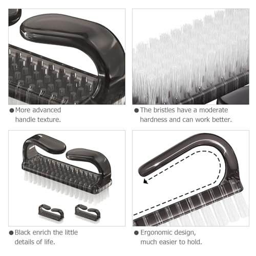 Larbois Handle Grip Nail Brush, Hand Fingernail Brush Cleaner Scrubbing Kit Pedicure for Toes and Nails Men Women (4 Pack) - color: Color-5