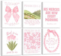 6Pcs Framed Pink Christian Canvas Wall Art - color: Pink Bible-Wrapped Canvas, size: 10"Lx8"W