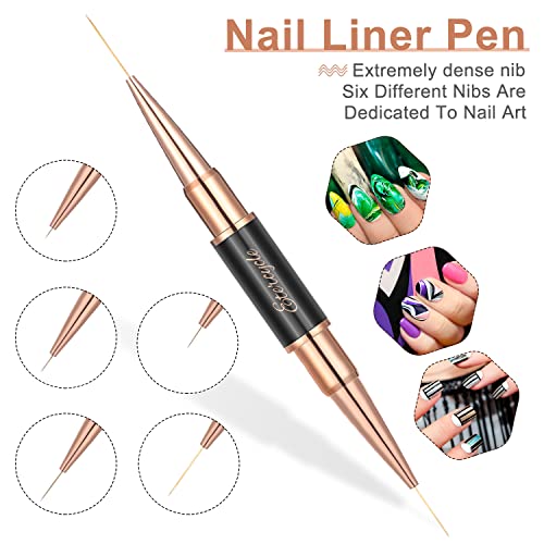 ETERCYCLE 5 Pcs Acrylic Nail Art Brushes Set for Gel Polish Design Tools