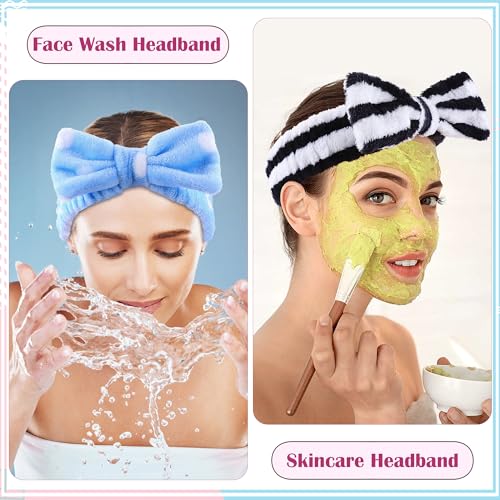 WSYUB Skincare Headband, 6pcs Headband for Washing Face - color: Purple,Pink, Blue,Red, White and Black with dot or stripe