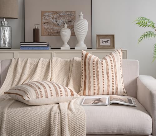 Cethom Brown Fall Rustic Boho Throw Pillow Covers 20x20 Inch Set of 2 - color: Brown, size: 20" x 20" (Pack of 2)