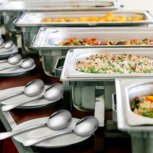 Serving Spoons Set, 8PCS, 10-Inch, Includes 8 Large Spoons - color: Silver, size: 8 Pieces (Large Only)