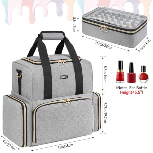 LEFOR·Z Nail Polish Organizer Holds 80+ Bottles,Nail Polish Carrying Case with 2 Removable Bags,Nail Organizers and Storage for Nail Tech,Nail Polish Supplies Holder,Mother Day Gift for Women Grils - color: Grey