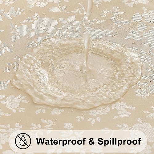 Smiry Rectangle Waterproof Heavy Duty Vinyl Tablecloths, 54 x 120 Inch - color: Beige, size: 120" x 54" (Rectangular)