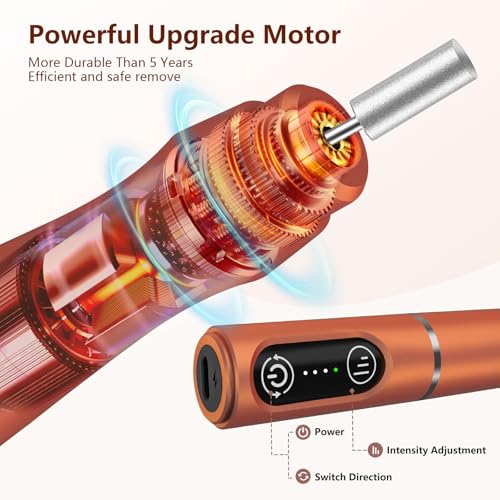 TUOBEO Cordless Nail Drill Electric Nail File Kit, Rechargeable Efile Set - color: Orange