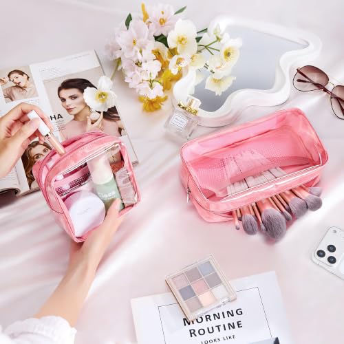 WLLWOO Clear Makeup Bag Small Cosmetic Pouch Travel Toiletry Organizer - color: 1pcs-Medium-Pink