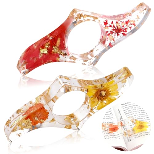 Dried Flower Book Page Holder 2PCS Book Accessories Thumb Book Page Holder Handmade Flower Bookmark for Reading Lovers Gifts for Book Lovers Teachers Students Kids (Styled 2Pcs) - color: Styled 2pcs