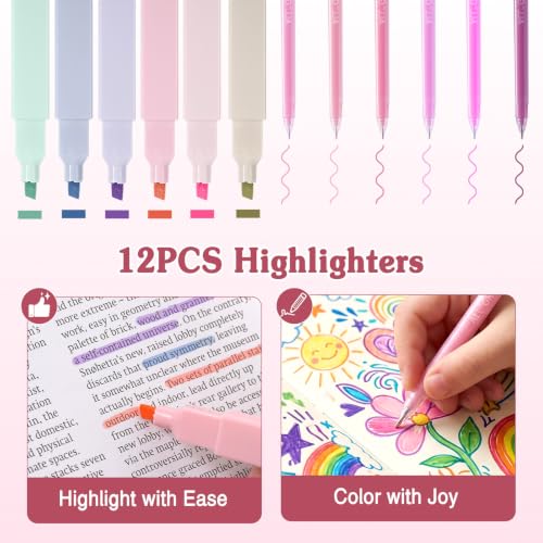 MoKo Pencil Case with Supplies, 49Pcs Aesthetic School Set, Pink - color: Pink-49P