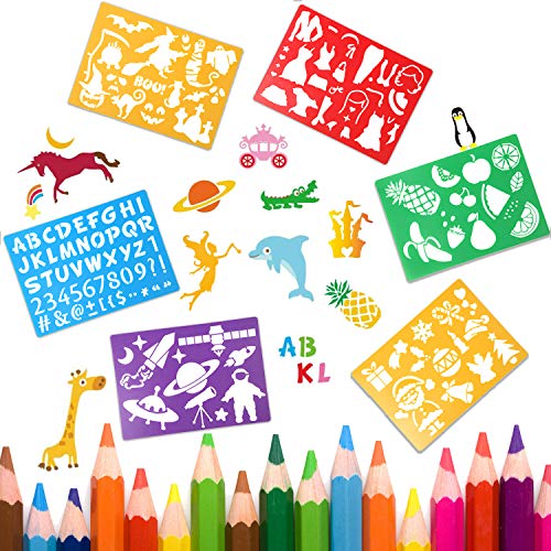 HADDIY Kids Drawing Stencils Set,20pcs Templates for Painting＆Card Making