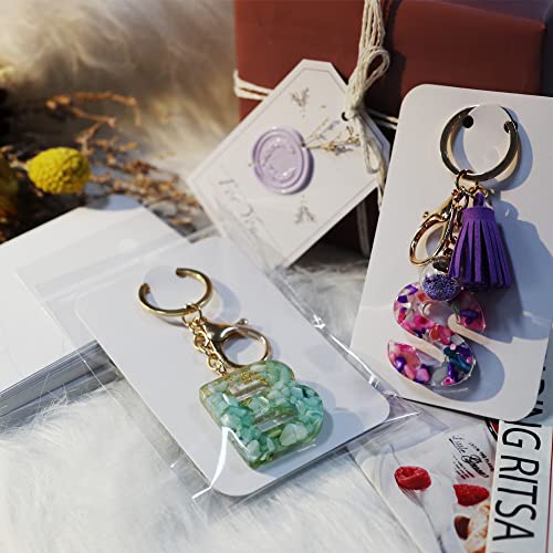 Temlum 3''x4.7'' Keychain Display Cards with Self-Sealing Bags, White 100p - color: White