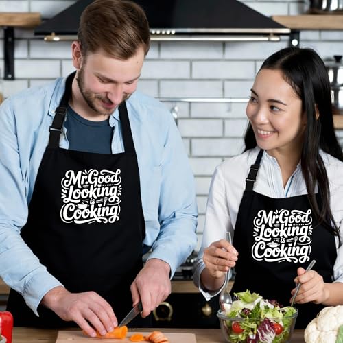Funny Aprons for Men，Women - color: Mr Good Looking is Cooking