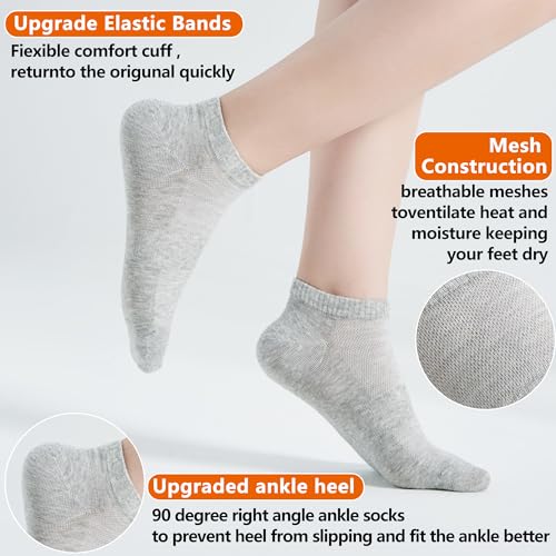 ATBITER 12 Pairs Ankle Socks Womens/Men Thin Low Cut No Show Athletic Socks - color: 12 Pairs 4white+4black+4grey, size: Medium