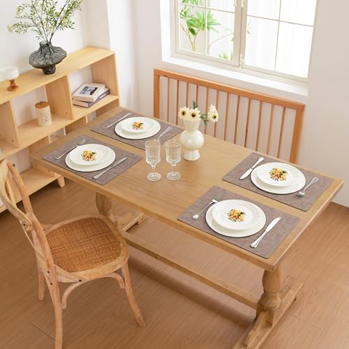 FROMHEART Faux Leather PU Placemats Set of 4 (Dark Coffee,11.8" x 17") - color: Dark Coffee, size: Set of 4