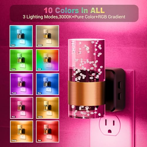 JandCase Night Lights Plug into Wall, Color Changing Night Light for Kids - color: Gold-RGB, size: 1 Pack