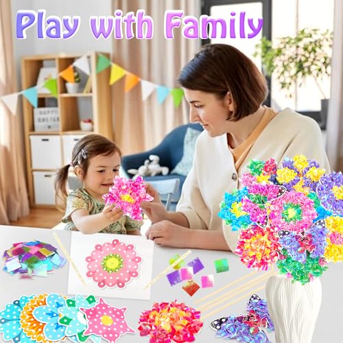 Poke in Fun Art Flower Craft Kits for Kids,Arts and Crafts for Kids,Mess Free Kids'Paper Craft Kit,Party & Home Décor,DIY Art Supplies Creative Activity Birthday Gifts,Toys for Girls Boys Ages 4-10+ - style: Flower Bouquet