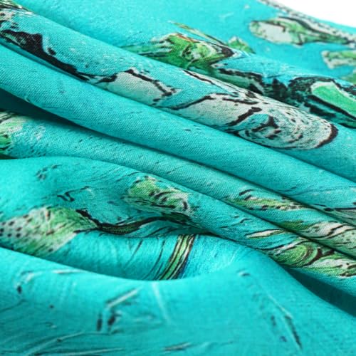 JWSilk Long Charmeuse Silk Scarf Classic Art Print - color: Almond Blossoms By Van Gogh