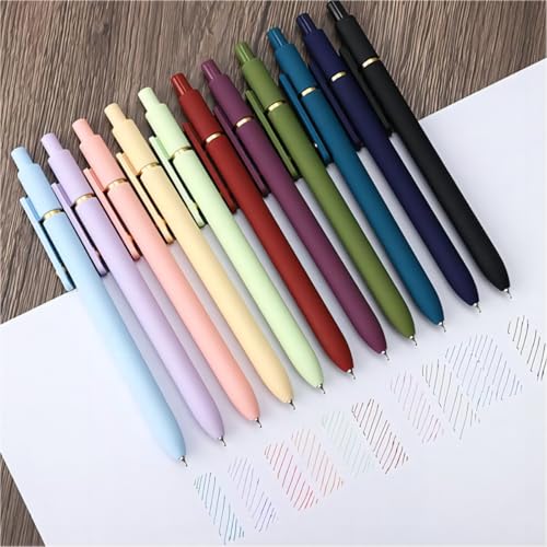 Ddaowanx Colored Gel Pens Set,0.5mm Retractable Quick Dry Colorful Ink Pens - color: 12Pcs-Aesthetic+Vintage Colors, size: 1 Count (Pack of 6)