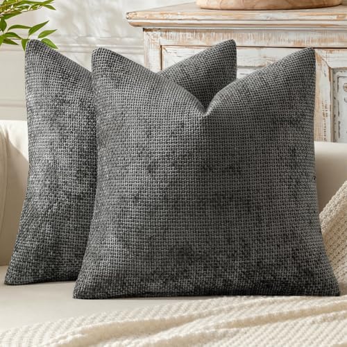 MIULEE Decorative Couch Throw Pillow Covers 16x16 Inch Dark Gray 2 Pack - color: Dark Gray, size: 16" x 16" (Pack of 2)