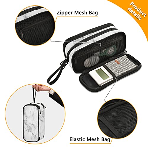 Fustylead White Marble Pencil Pen Case Office College School Large Storage High Capacity Bag Pouch Holder Box Organizer - color: White03 Marble