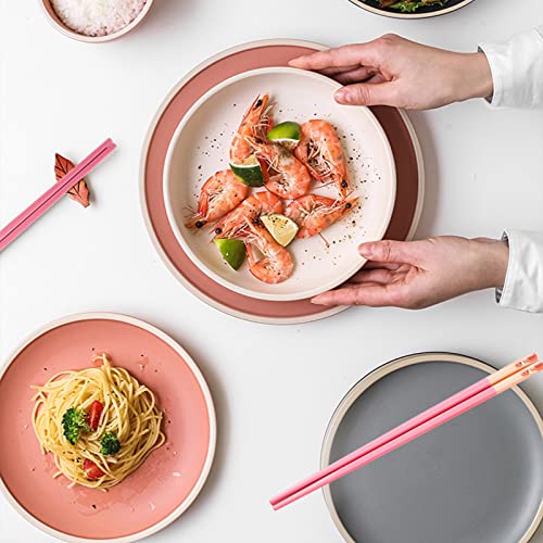 5 Pairs Reusable Chopsticks Dishwasher Safe, Fiberglass Premium Japanese Chines Korean Chopsticks for Sushi Noodles Ramen, Non-slip Chop Sticks, Lightweight, 9.6 inches- Green&Pink-B