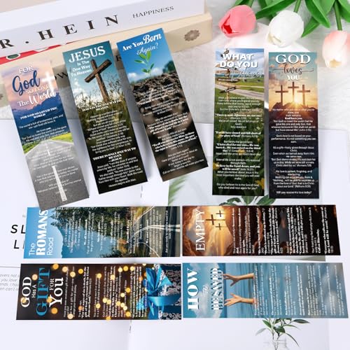 Bible Salvation Bookmarks Gifts - 120 Pcs Gospel Tract Card for Evangelism Prayer Christian Double-Sided Reading Page Markers Clips Book Mark for Women Men Church Book Lovers Office Supplies - color: Bible