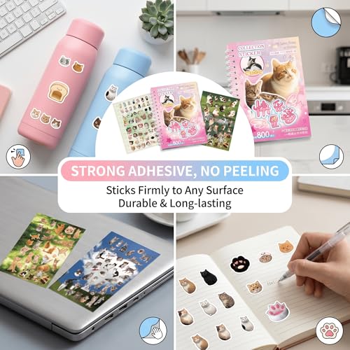 Pet Meme Sticker Book for Journaling & Scrapbooking, Cute Cat and Dog Paper Stickers for Junk Journal Supplies, Planner Decor, Collage, DIY Crafts, Phone Case, Water Bottle, Gift Wrap - color: Cat