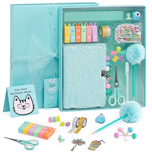 HAPPY LOLLI Mint LolliME DIY Journal Kit for Tween & Teen Girls Ages 8–14, Birthday Gift, 300+ Pieces Lockable Diary Set, Arts & Crafts, Scrapbook & Creative Journaling - color: Mint LolliME
