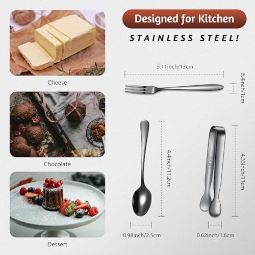 24 Pcs Mini Appetizers Forks and Spoons Tongs, Vivid Sharp Spoon, Black - color: Vivid Black, size: Sharp Spoon