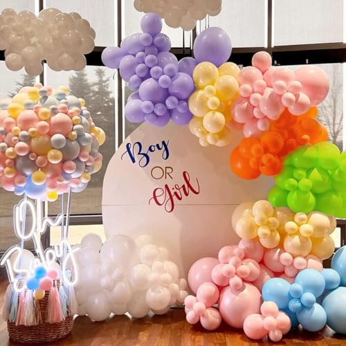Colorful Rainbow Balloon Arch Kit, Multicolor Birthday Bright Balloons - color: Pastel Rainbow Kit