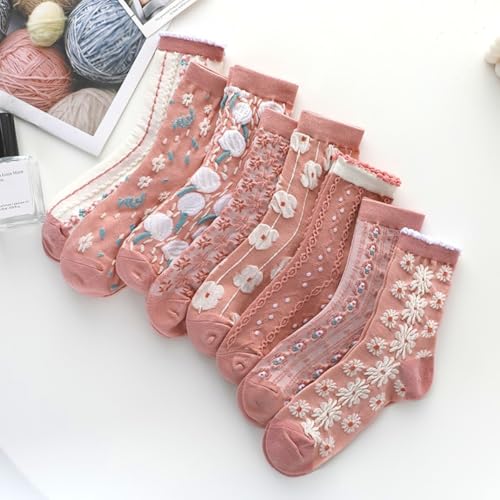 Lavish Lavender Argyle Frill Socks for Women, Dress Socks - color: 5pair-pink2
