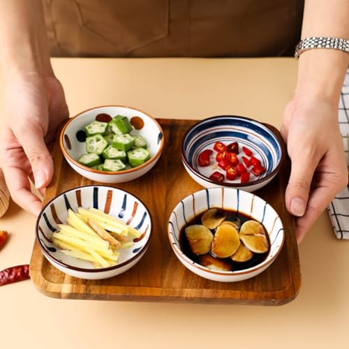 4 Pack 3 oz Small Soy Sauce Dish Ceramic Dipping Sauce Bowls - color: Cyan
