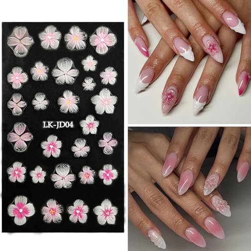 Flower Nail Stickers for Nail Art Plumeria Nail Decals for Women - color: Colorful-05