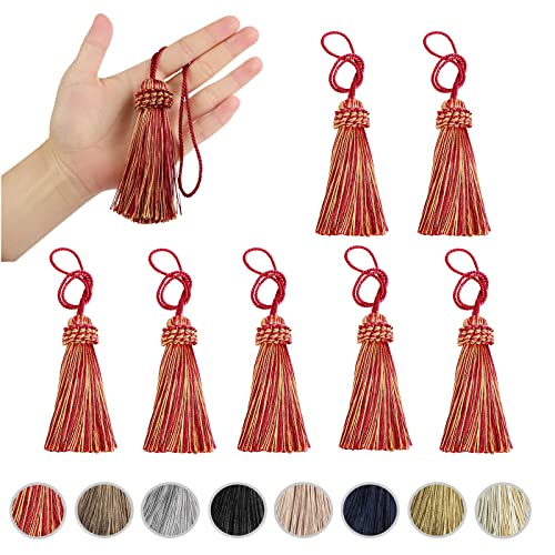 8PCS Tassel Key Colorful Tassel for Cord Loop,Elegant Handmade DIY Craft Accessory Home Decoration (Mix red) - color: Mix Red
