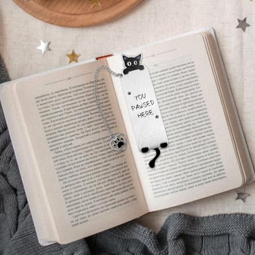 Black Inspirational Funny Cute Cat Bookmark for Reading Women - style: Cat Tail